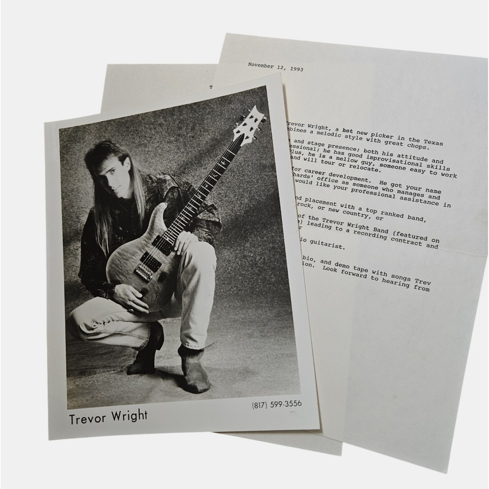 Vintage 1993 Trevor Wright Country Rock Music Artist Press Photo & Press Release